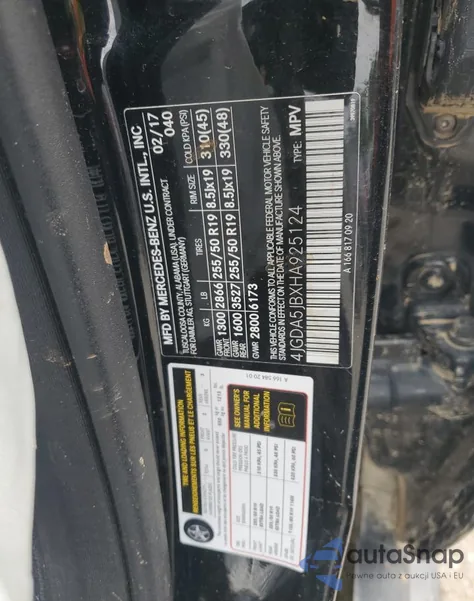 2017 Mercedes-Benz Gle 350 from USA, damaged, VIN 4JGDA5JBXHA925124